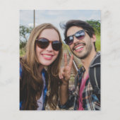 ホットピンクのスクリプト写真を使った格安の結婚式招待状 (裏面)