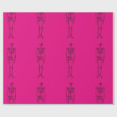 ホットピンクのスケルトンのラッピング紙 ラッピングペーパー (フラット)