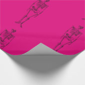 ホットピンクのスケルトンのラッピング紙 ラッピングペーパー (角)