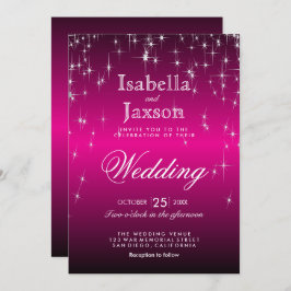 ホットピンクのスターライト ウェディング招待状 招待状