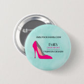 ホットピンクのスティレットからハイヒールのシューシックビジネス 缶バッジ (正面&裏面)