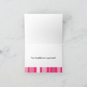 ホットピンクのストライプが入った感謝カード サンキューカード (内部)