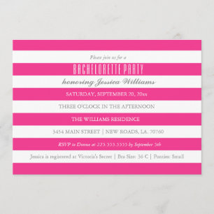 ホットピンクのストライプのバチェロレッテ招待状 招待状