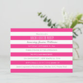 ホットピンクのストライプの花嫁お別れパーティー招待状 招待状 (スタンド正面)