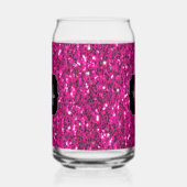 ホットピンクのスパークガーリールきらきら光るカスタムモノグラム ガラス缶 (左)