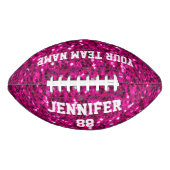ホットピンクのスパークルフェイクグリッターきらきら光るあなたの名前チーム アメリカンフットボール (正面)