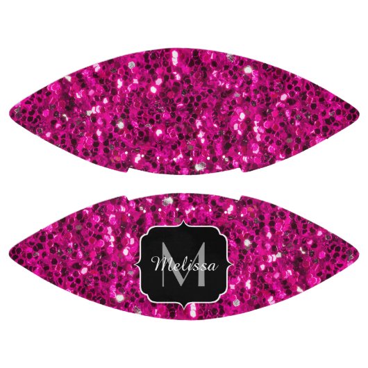 ホットピンクのスパークルフェイクグリッターモノグラム アメリカンフットボール (パネル)