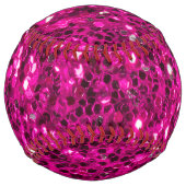 ホットピンクのスパークルフェイクグリッターモノグラム ソフトボール (裏面)