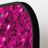 ホットピンクのスパークルフェイクグリッターモノグラム ピックルボールラケット (左詳細)