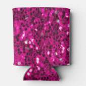 ホットピンクのスパークルフェイクグリッターモノグラム 缶クーラー (裏面)