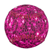 ホットピンクのスパークルフェイクグリッターモノグラム 野球ボール (裏面)