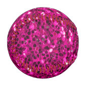 ホットピンクのスパークルフェイクグリッターモノグラム 野球ボール (正面左)