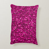 ホットピンクのスパークルフェイクグリッター アクセントクッション (裏面(縦))