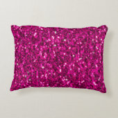 ホットピンクのスパークルフェイクグリッター アクセントクッション (裏面)