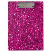 ホットピンクのスパークルフェイクグリッター クリップボード (正面)