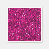 ホットピンクのスパークルフェイクグリッター スタンダードカクテルナプキン (正面)