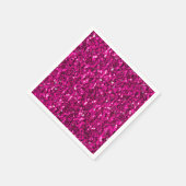 ホットピンクのスパークルフェイクグリッター スタンダードカクテルナプキン (角)