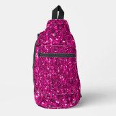 ホットピンクのスパークルフェイクグリッター スリングバッグ (正面)
