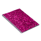 ホットピンクのスパークルフェイクグリッター ノートブック (右側)