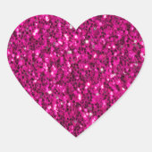 ホットピンクのスパークルフェイクグリッター ハートシール (正面)
