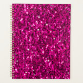 ホットピンクのスパークルフェイクグリッター プランナー手帳 (正面)