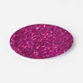 ホットピンクのスパークルフェイクグリッター ペーパープレート (アングル)