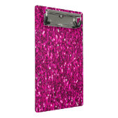 ホットピンクのスパークルフェイクグリッター ミニクリップボード (アングル)