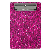 ホットピンクのスパークルフェイクグリッター ミニクリップボード (正面)