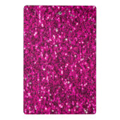 ホットピンクのスパークルフェイクグリッター ミニクリップボード (裏面)