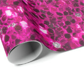 ホットピンクのスパークルフェイクグリッター ラッピングペーパー (ロールコーナー)