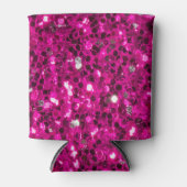 ホットピンクのスパークルフェイクグリッター 缶クーラー (正面)