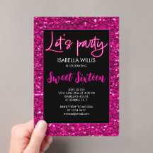 ホットピンクのスパークル Sweet 16 ネオンでパーティーを始めよう 