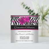 ホットピンクのゼブラのキンセアニエラ招待状 招待状 (スタンド正面)