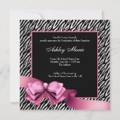 ホットピンクのゼブラ写真 卒業発表 案内状 (裏面)