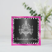 ホットピンクのゼブラ バチェロレッテパーティー招待状 招待状 (スタンド正面)