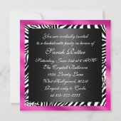 ホットピンクのゼブラ バチェロレッテパーティー招待状 招待状 (裏面)