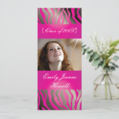 ホットピンクのゼブラ/卒業パーティー招待状 招待状 (スタンド正面)