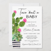 ホットピンクのタコ'ベビーサボテンの赤ちゃんシャワーについて 招待状 (正面)