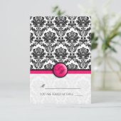 ホットピンクのダマスク折りたたみテント  プレイスカード (スタンド正面)