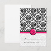 ホットピンクのダマスク折りたたみテント  プレイスカード (正面/裏面)