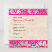 ホットピンクのダマスク/偽の銀の結婚式の招待状 招待状 (裏面)
