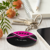 ホットピンクのチアリーダーの衣装 キーホルダー (側面)