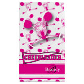 ホットピンクのチアリーダーをパーソナライズ スモールペーパーバッグ (裏面)