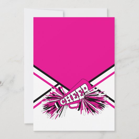 ホットピンクのチアリーダー誕生日パーティー 招待状 (裏面)