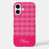 ホットピンクのチェック柄 Case-Mate iPhoneケース (裏面)