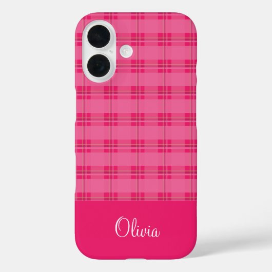 ホットピンクのチェック柄 Case-Mate iPhoneケース (裏面)