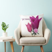 ホットピンクのチューリップVictoria nameカスタマイズ可能な枕 クッション (椅子)