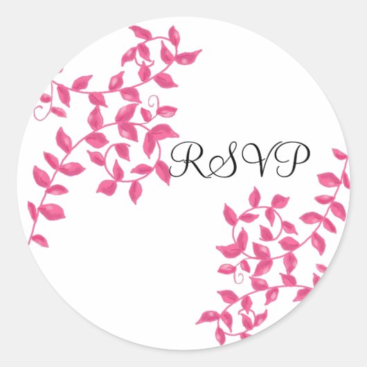 ホットピンクのツタ RSVP ラウンドシール (正面)