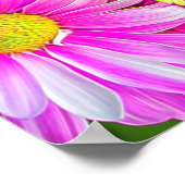 ホットピンクのデイジーと緑のMumsポスター ポスター (角)