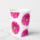 ホットピンクのデイジー フラワーペーパーカップ 紙コップ (右)